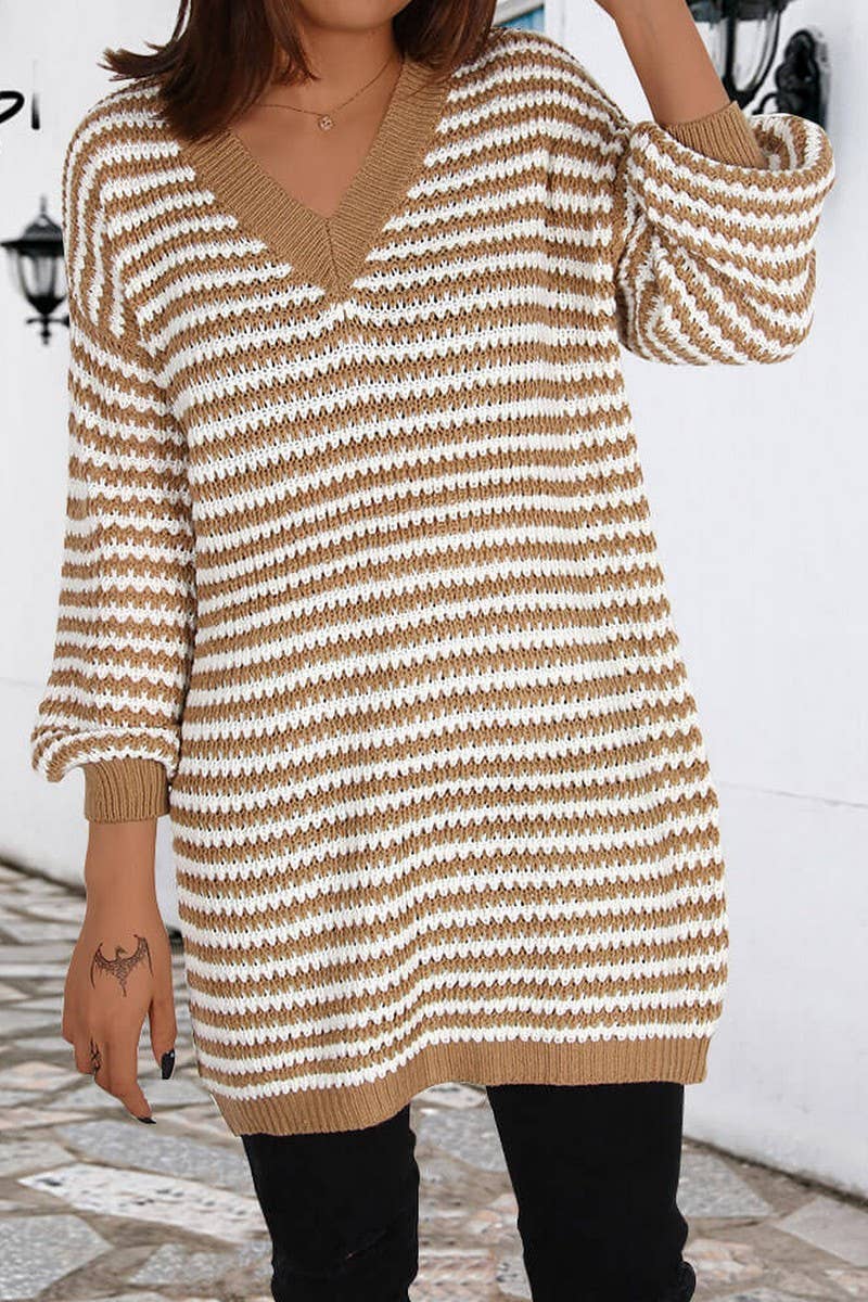 Striped cutout sweater dress knit dress