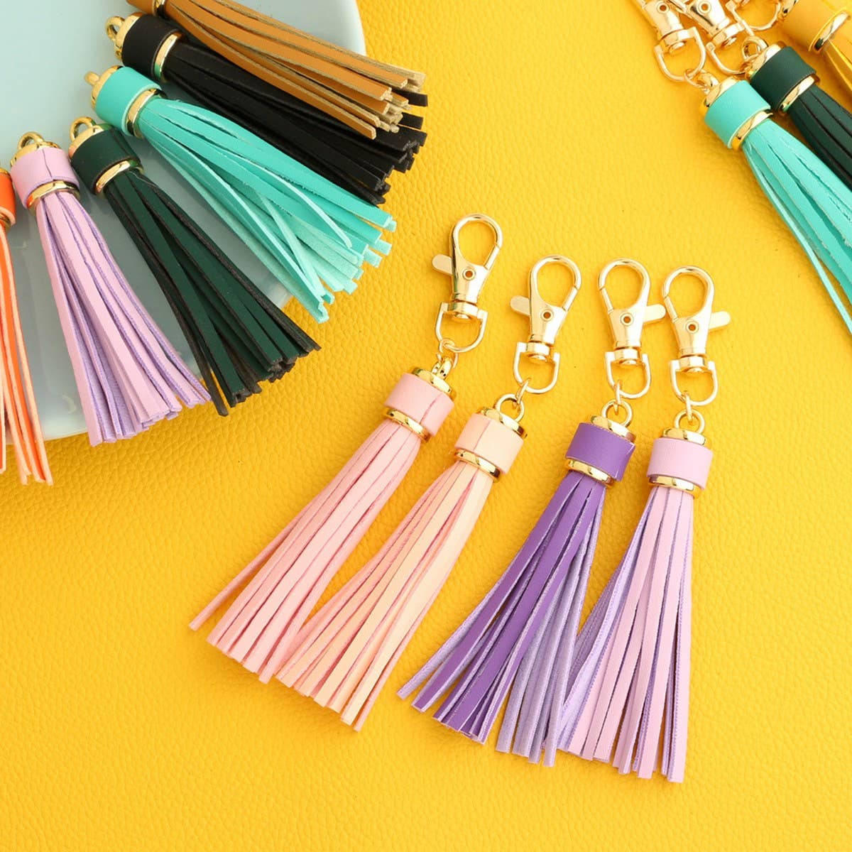 Leather Fringe Keychain, PU Tassel Bag Charm_CWAB5008