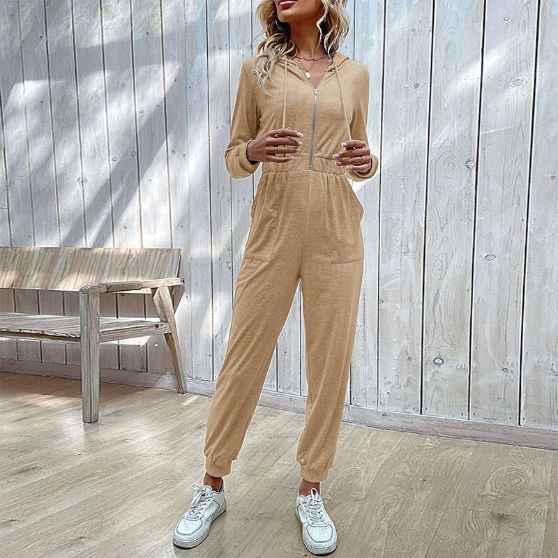SOLID COLOR CARGO CASUAL ROMPER