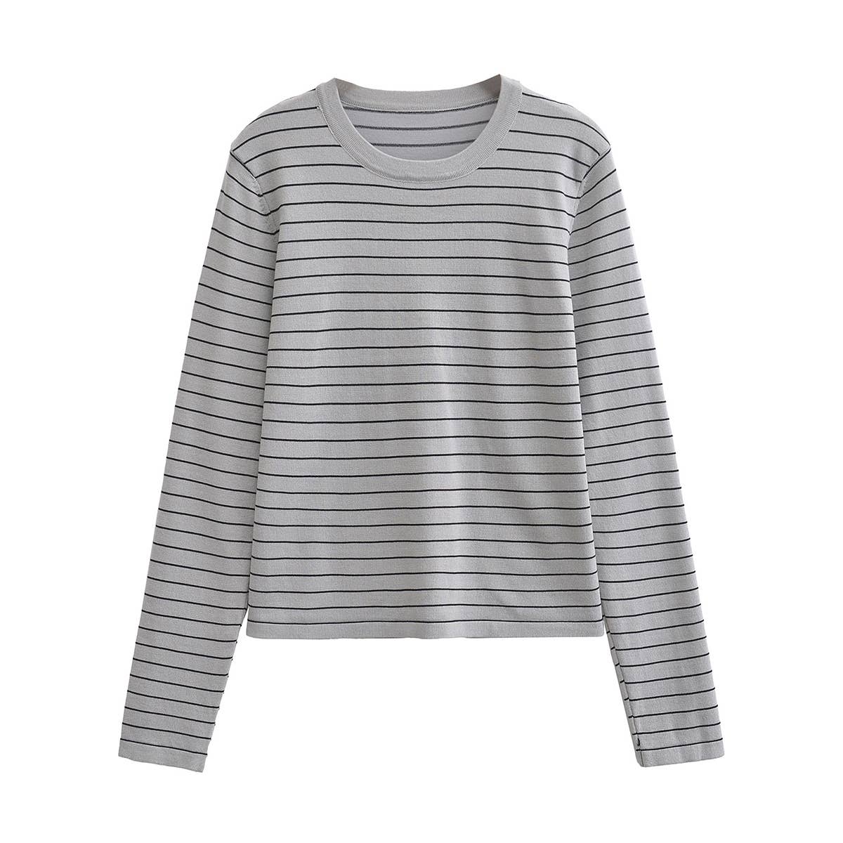 SLIM LONG-SLEEVED STRIPED STRETCH SWEATER