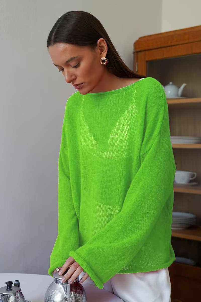 CWOSWL07647_SHEER MESH KNIT SWEATER LOOSE PULLOVER