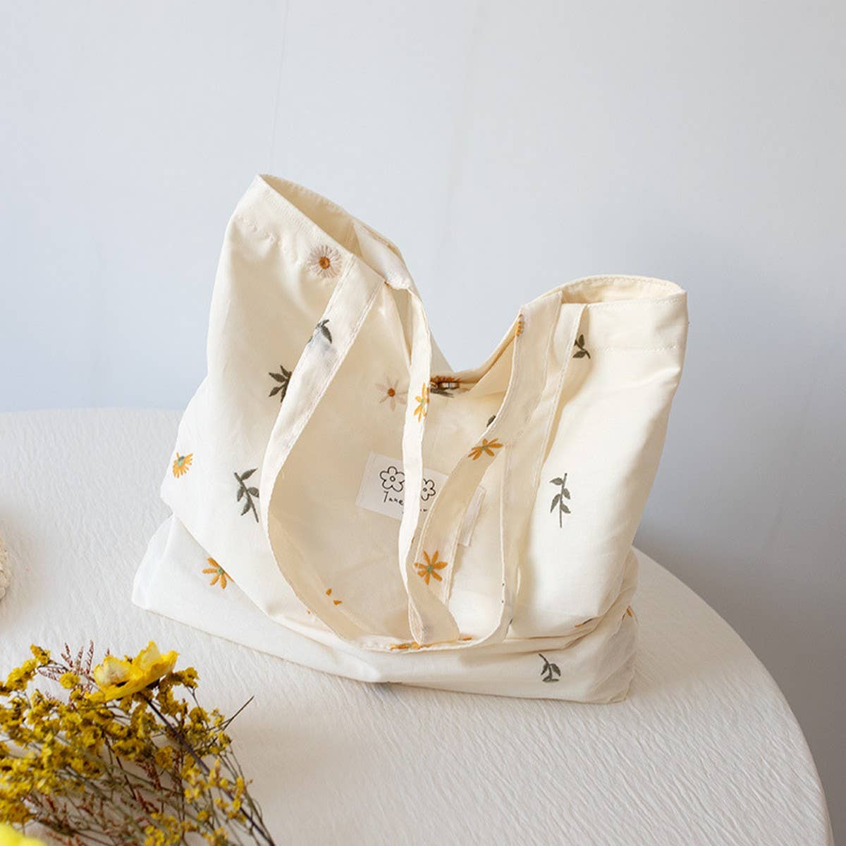 Casual Large Cotton Tote Bag, Artistic Design_CWAB5633