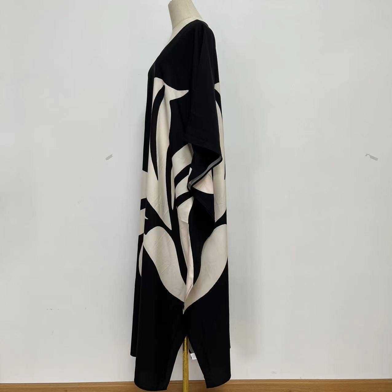 PRINTED BATSLEEVE GOWN LOOSE DRESS BIKINI BLOUSE