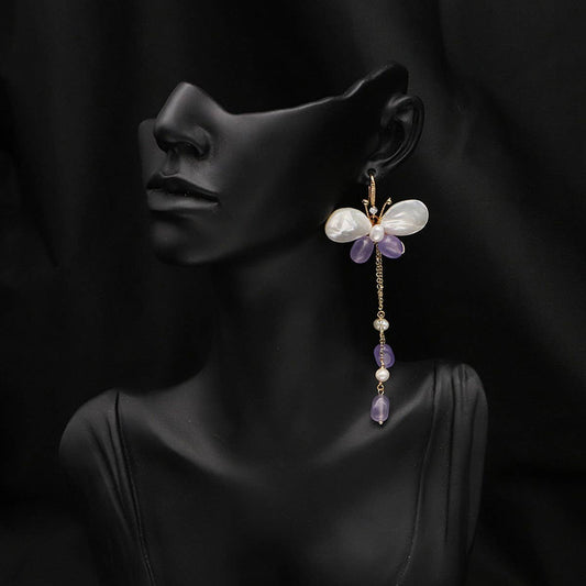HIGH-END SIMPLE SHELL BUTTERFLY PEARL EARRINGS