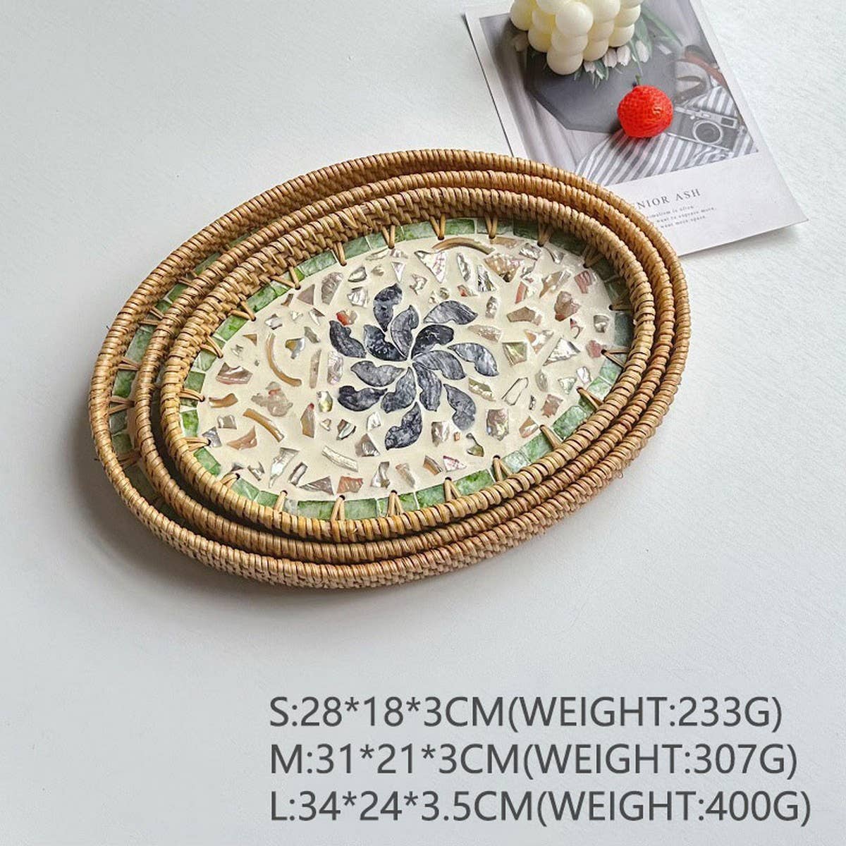 RATTAN SHELL ROUND PLATE THREE-PIECE SET_CWMM4496