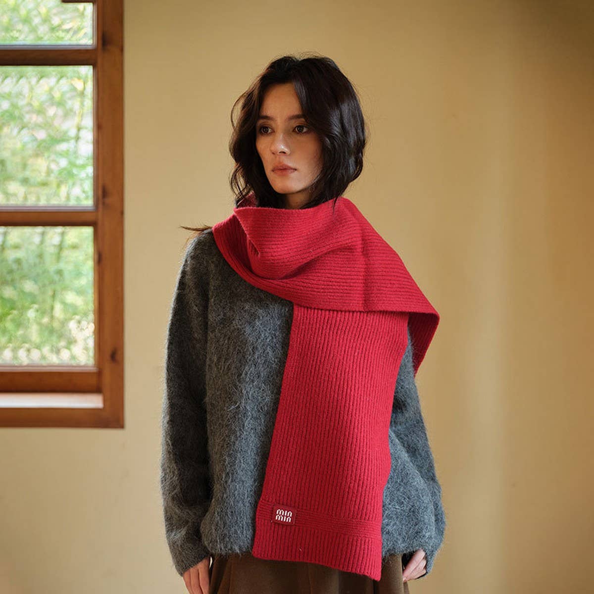 100% Wool Knitted Striped Scarf ??Soft & Warm_CWASC2305