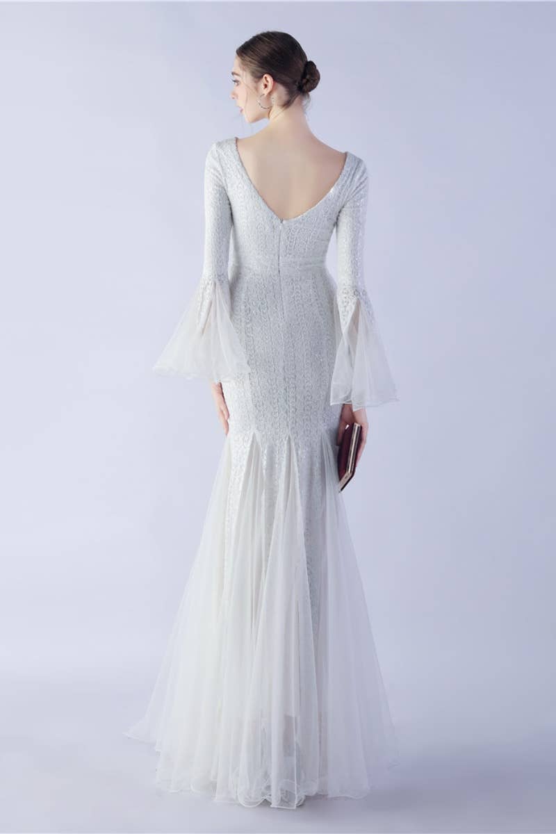 CWDMD3627_WAVY MESH BANQUET STAGE SEQUIN DRESS DRESS LONG