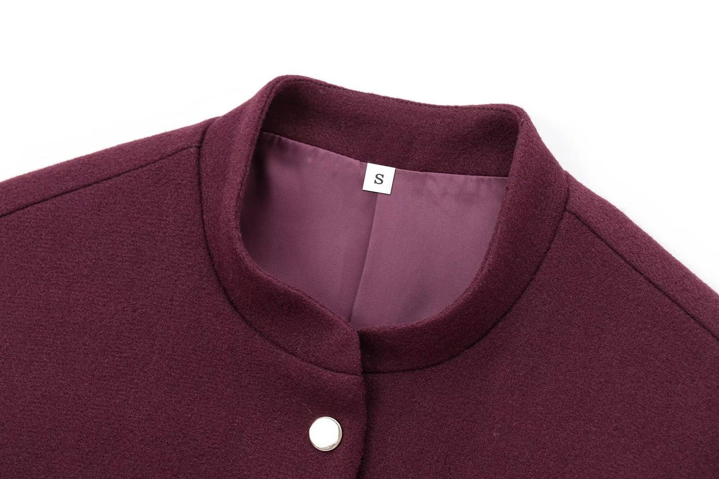 Stand-up collar,button-down pocket short jacket