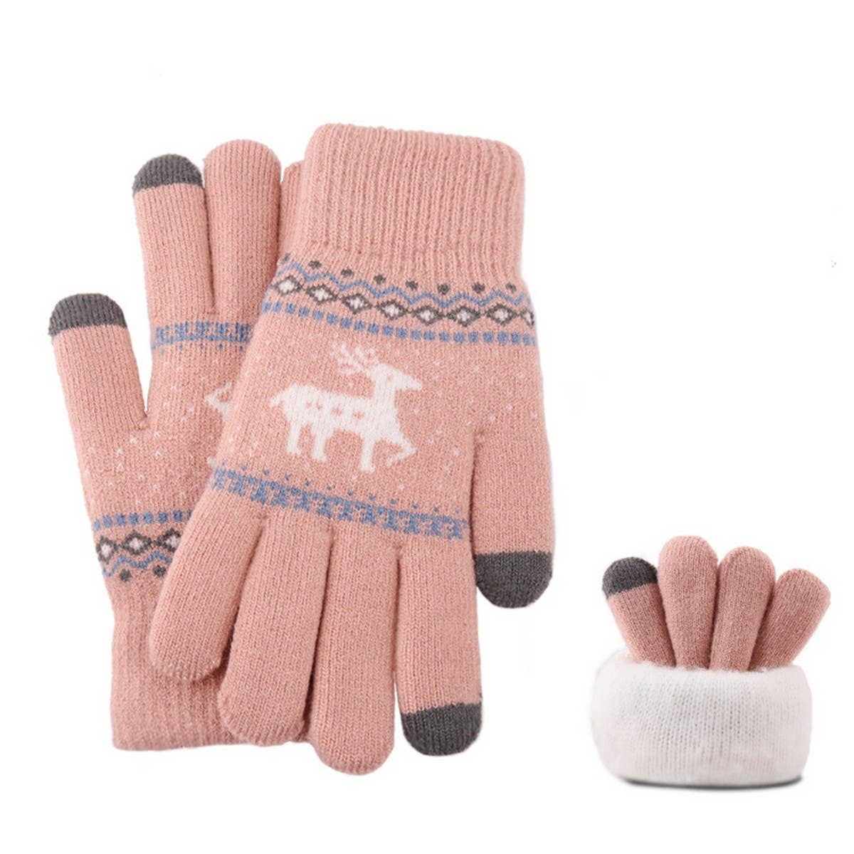 NEW JACQUARD DOUBLE-LAYER DEER TOUCH SCREEN GLOVES_CWAG0239