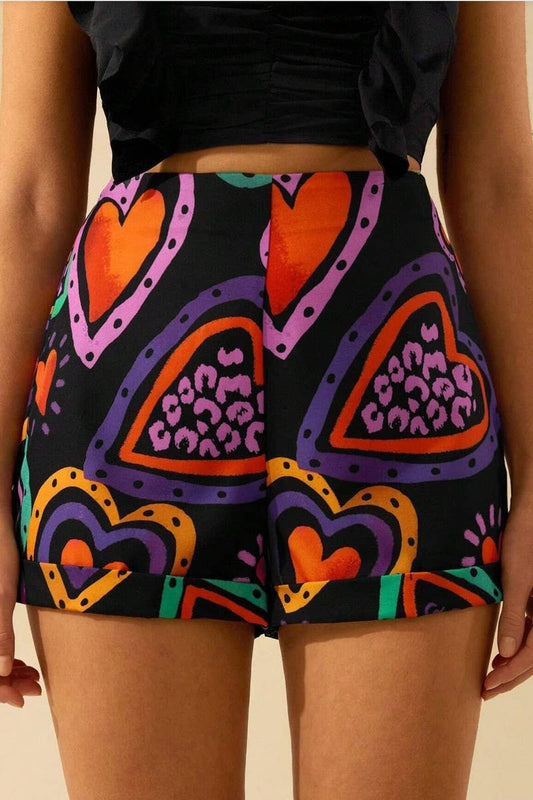 CWBSP00615_HEART PRINT SLIM FIT CASUAL BEACH SHORTS
