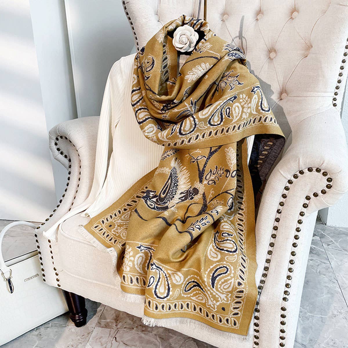 Printed Tassel Shawl Blanket Scarf for Office-Fall_CWASC0191