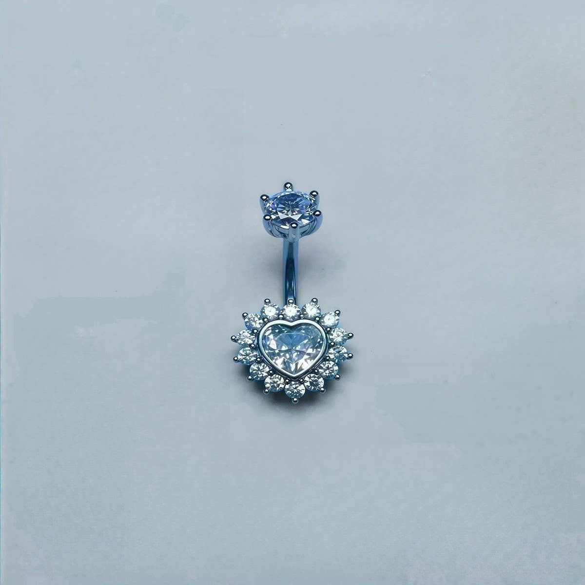 Sexy Hypoallergenic Heart Flower Zircon Belly Ring