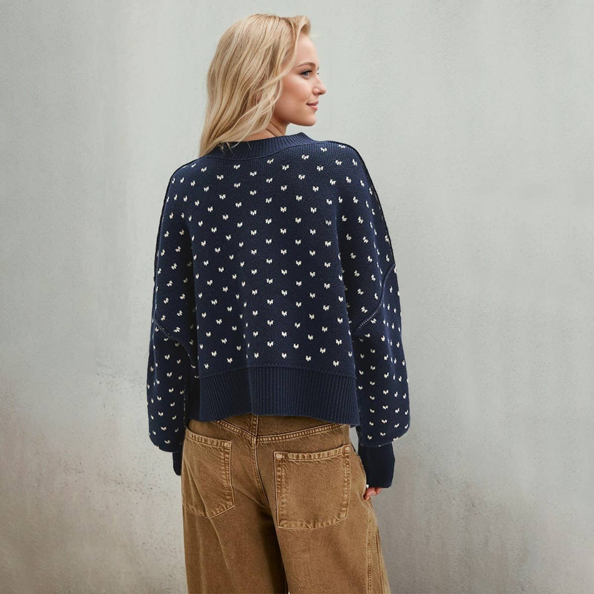 Knit short loose love pullover sweater