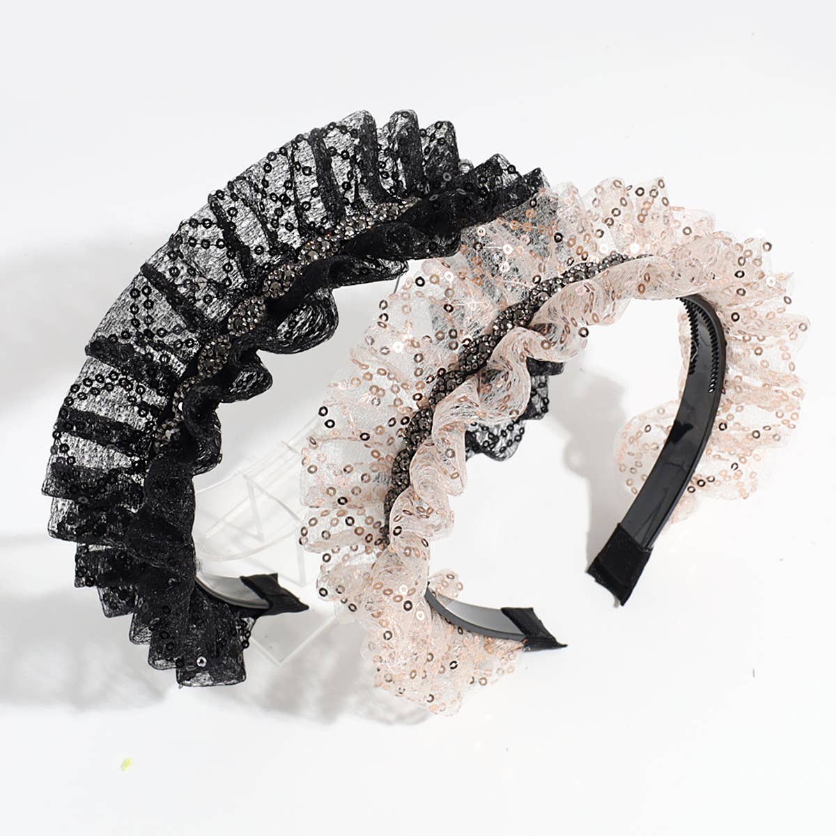 FASHIONABLE RUFFLE SEQUINED HEADBAND