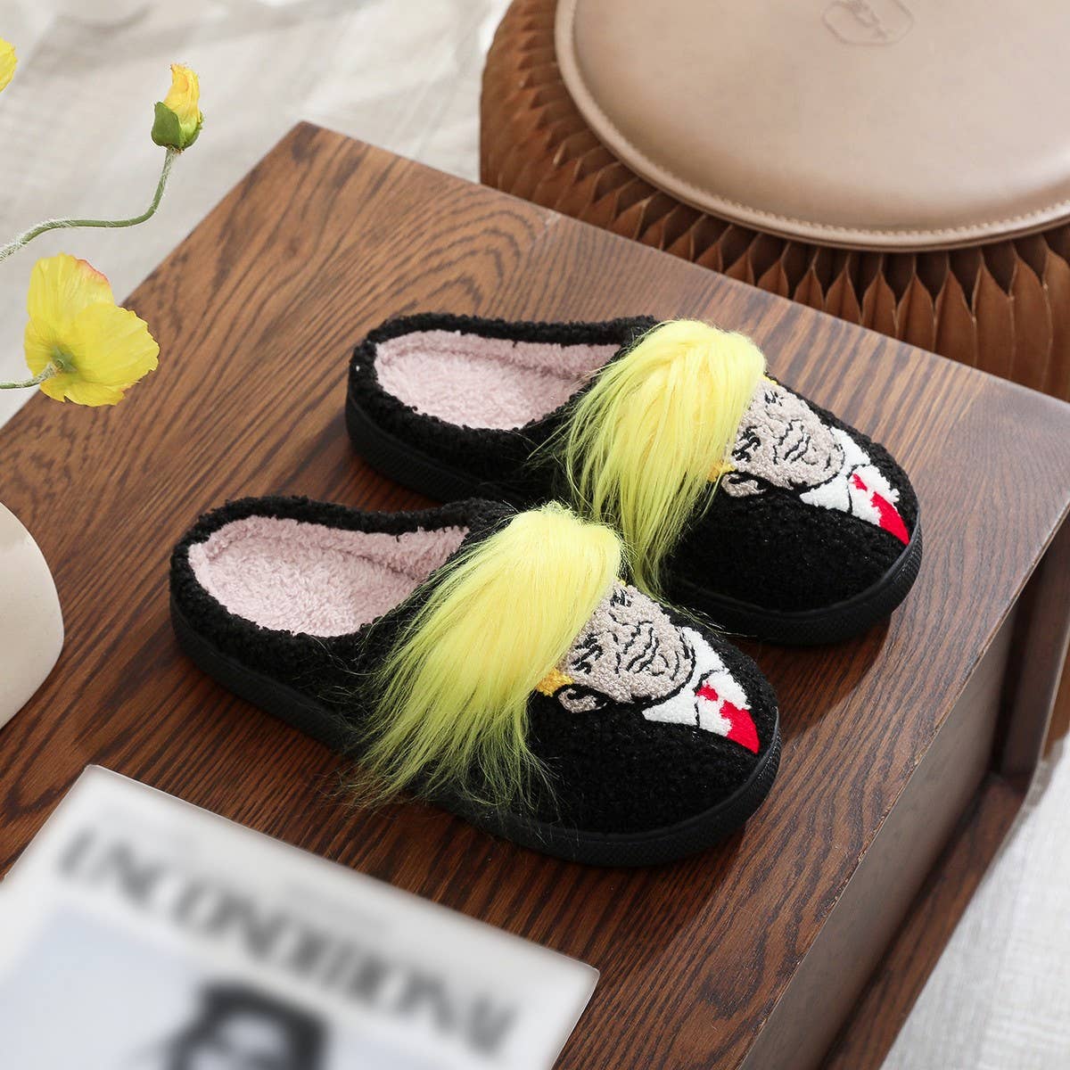 CREATIVE YELLOW HAIR FUN COTTON SLIPPERS