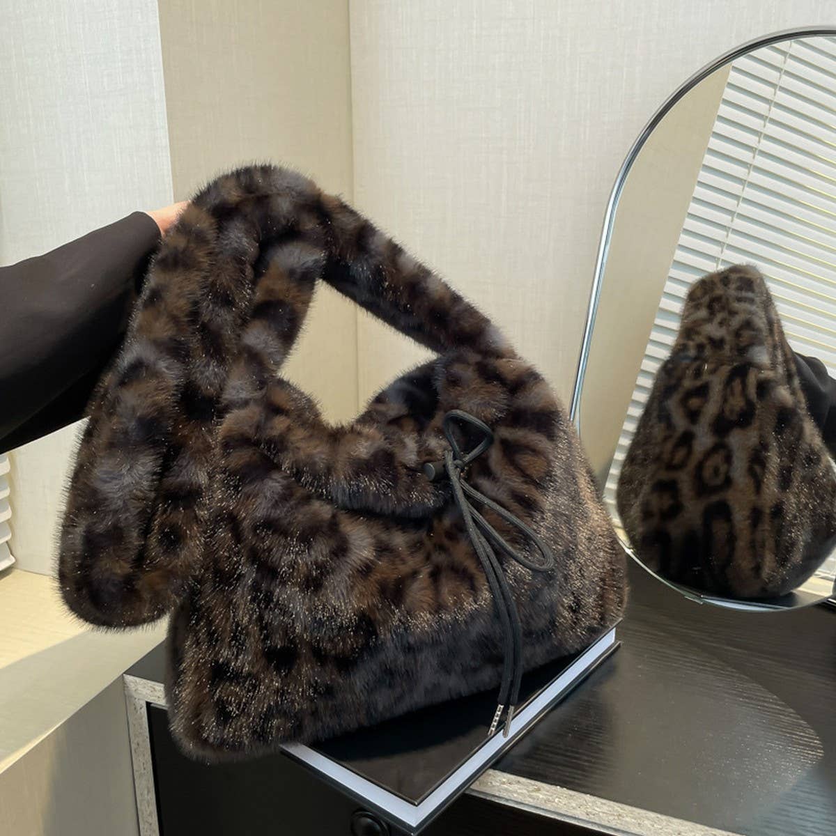 Leopard Print Fluffy Bag Women Handbag Crossbody_CUAB00543