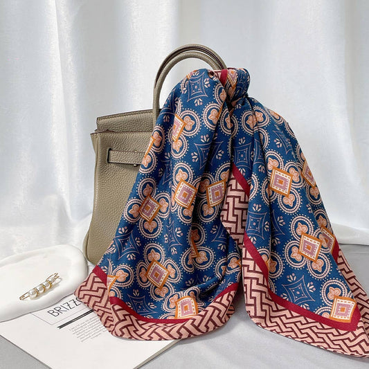 Vintage Print Scarf - Velvet Wool Blend Shawl