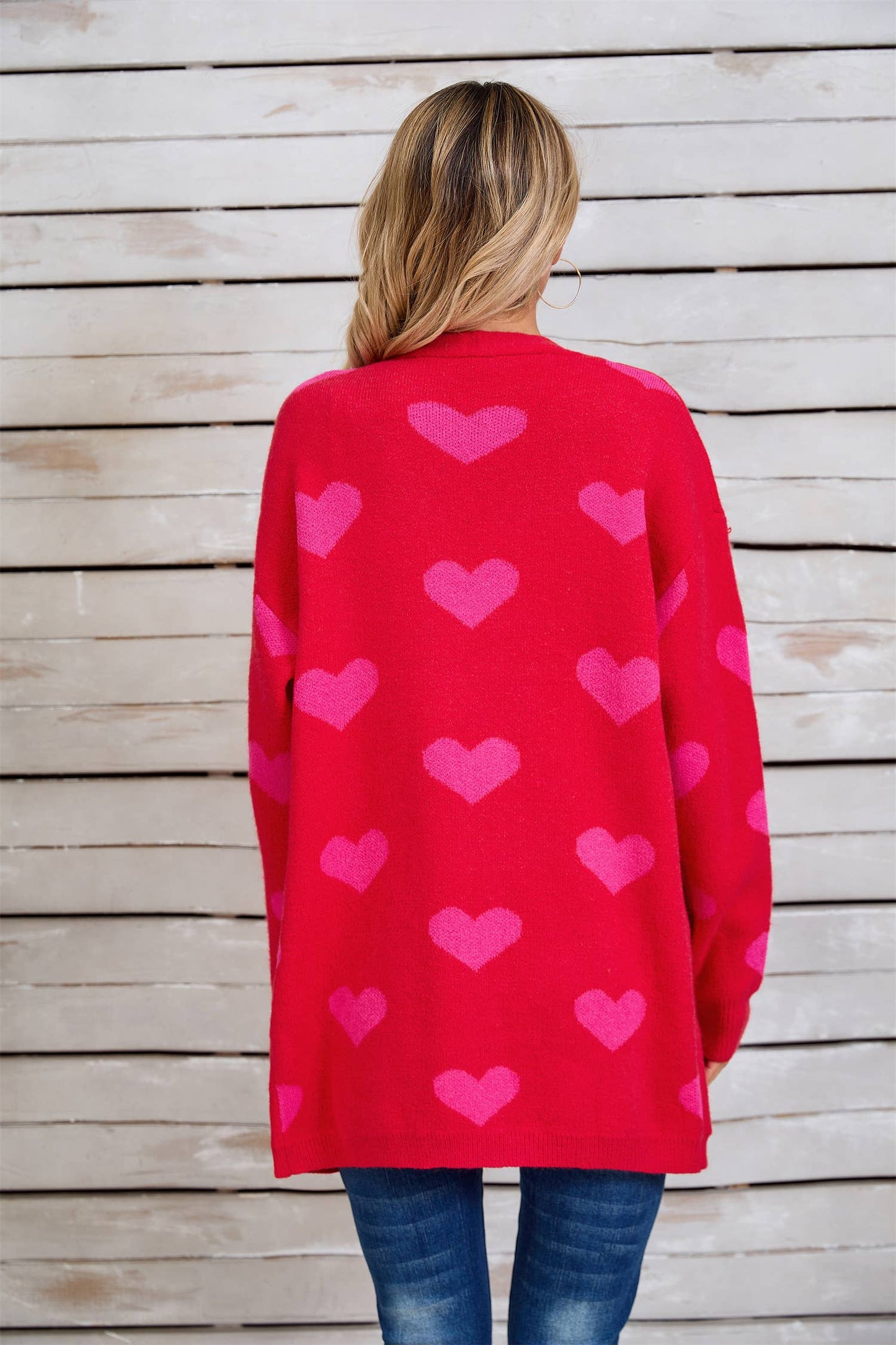 VALENTINE'S DAY COLOR CONTRAST LOVE CARDIGAN