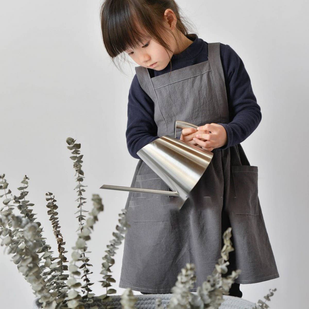 Aprons kids linen with pockets vintage_CWMM3300