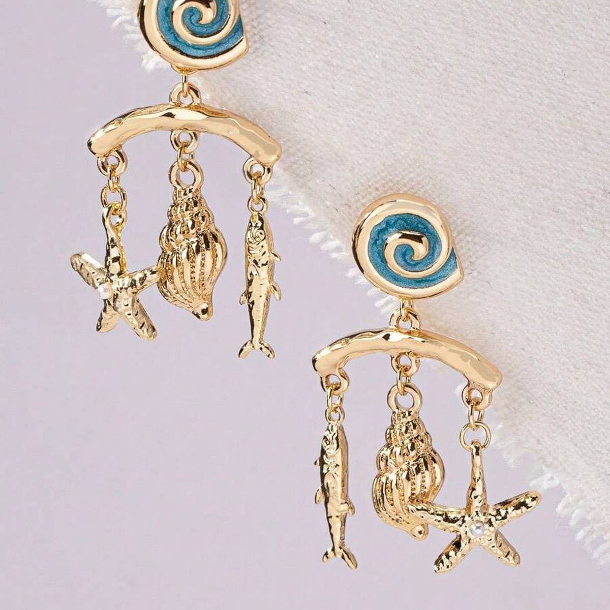 Stainless Steel Ocean Series Conch Shell Earrings_CWAJE5117