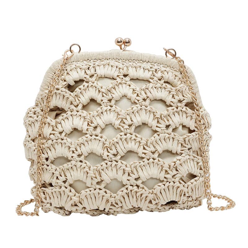 Fashionable hollowed-out chain buckle shell bag