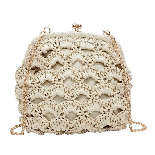 Fashionable hollowed-out chain buckle shell bag