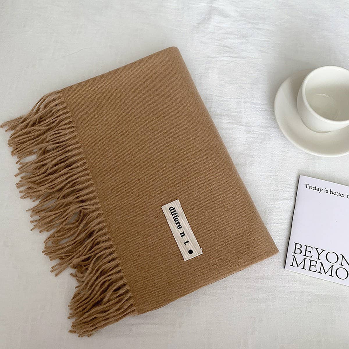 Colorblock Tassel Scarf - Thick Wrap for Students