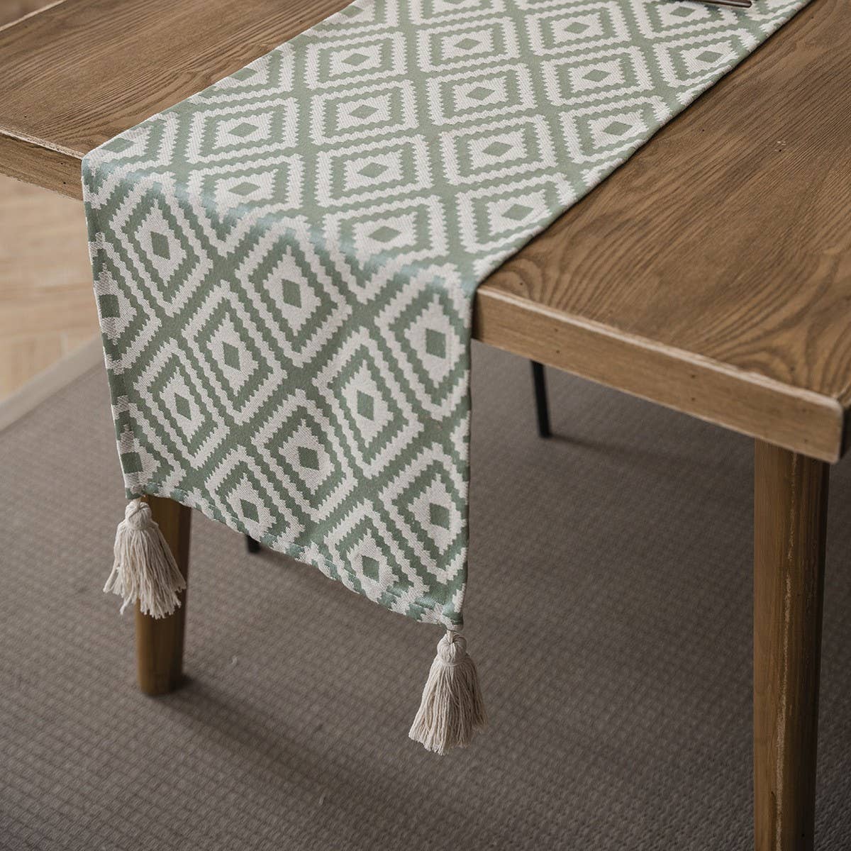 GEOMETRIC TASSEL VERSATILE TABLE RUNNER
