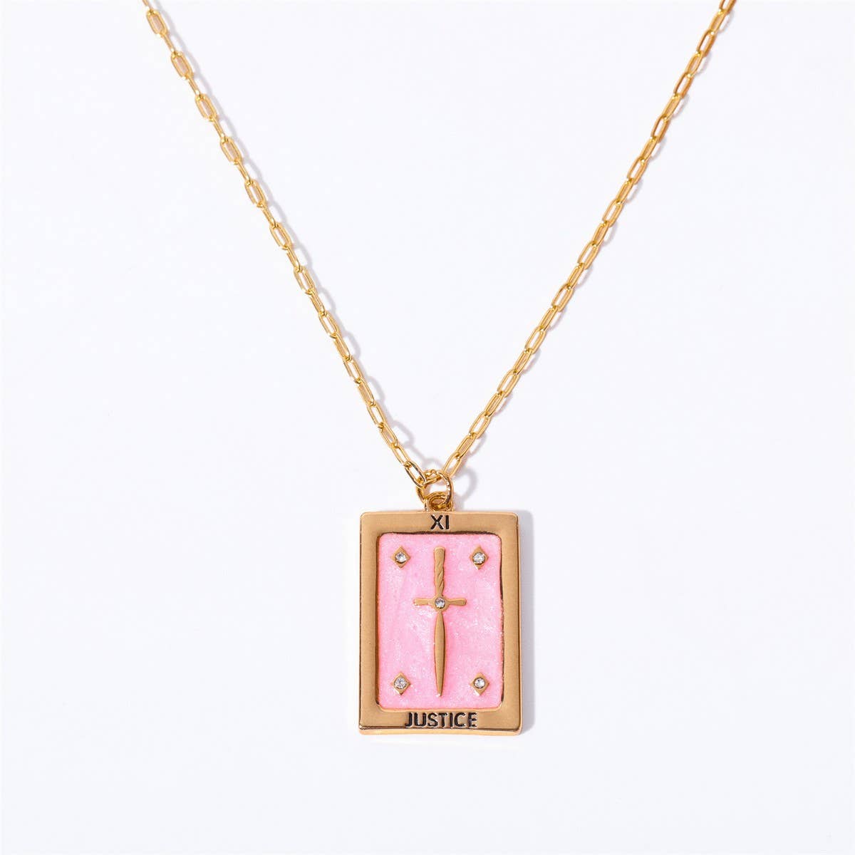 VINTAGE TAROT SQUARE PENDANT NECKLACE