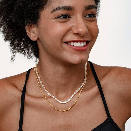 STACKED TWO-LAYER DIAMOND CHAIN NECKLACE_CWMM3623