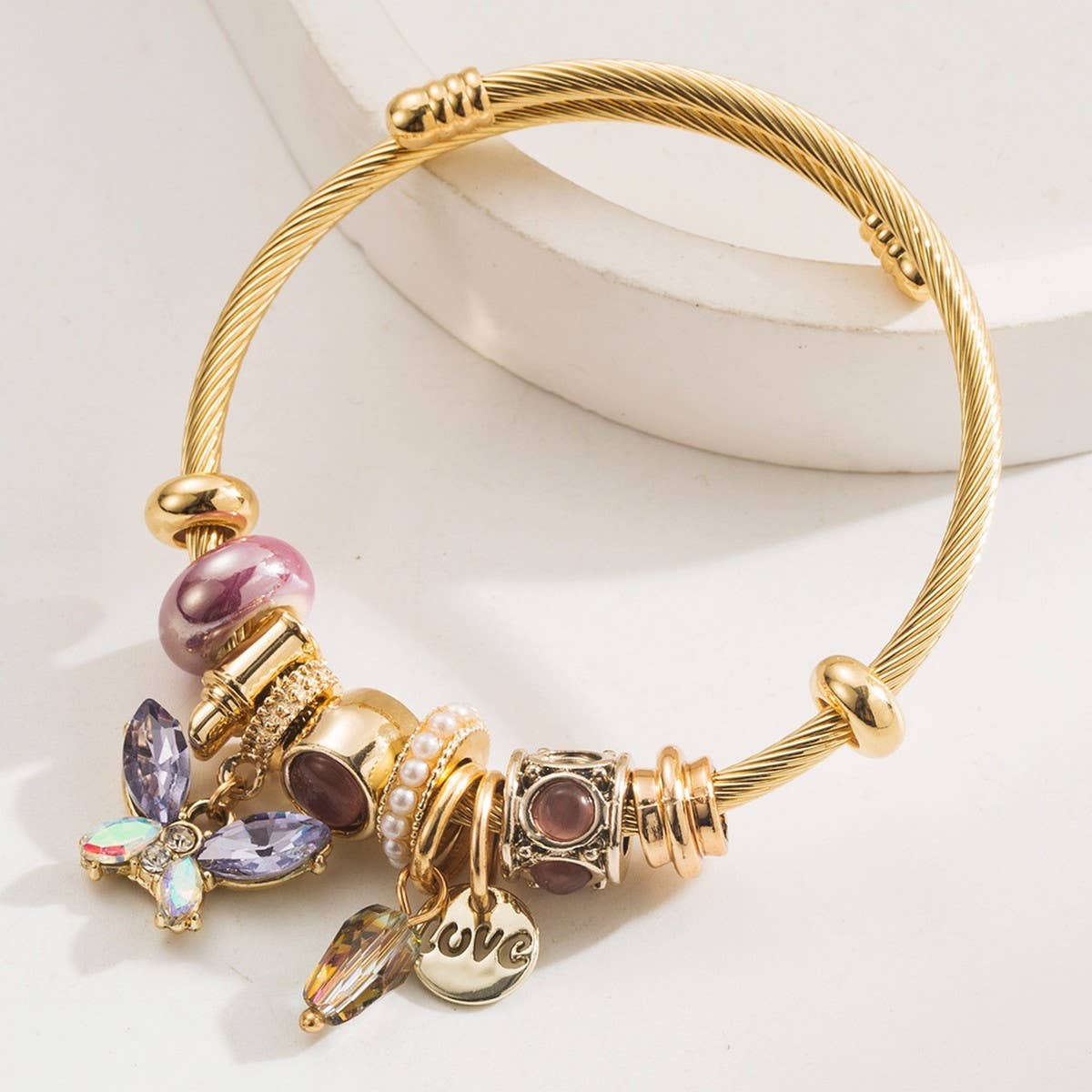 Luxury Butterfly Charm Beaded Bracelet