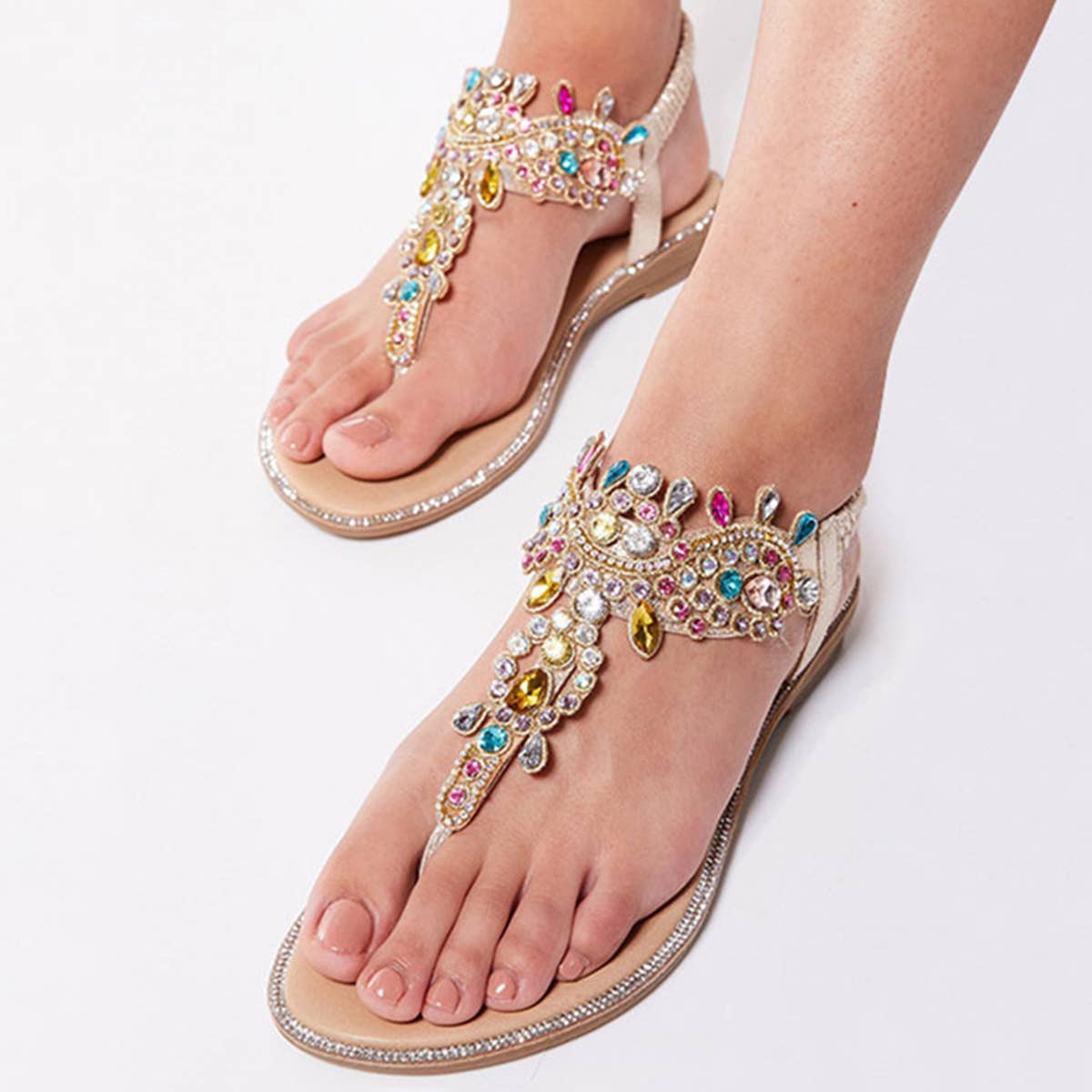 WOMAN BOHEMIAN STYLE GOLD  FLAT SANDAL