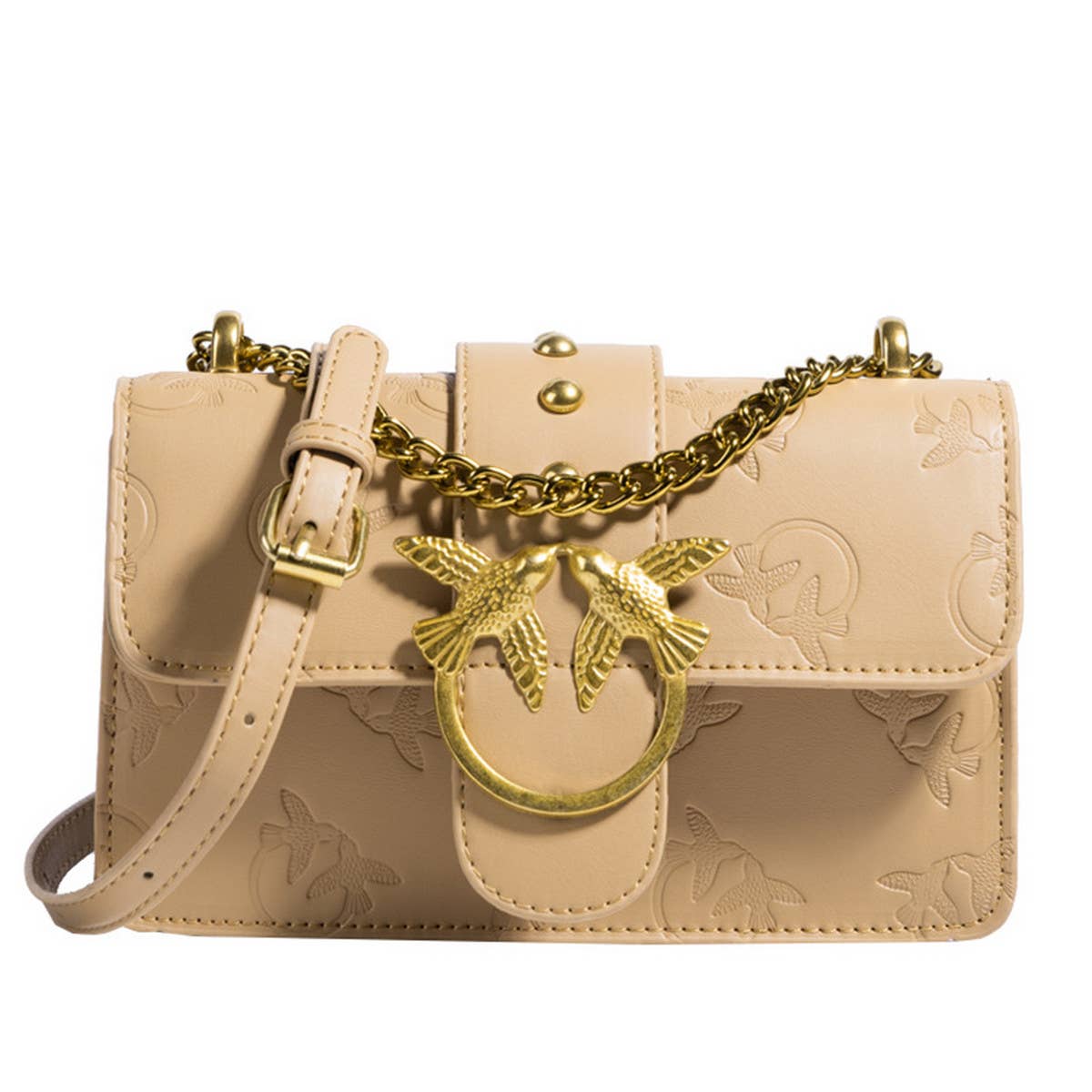 STYLISH EMBOSSED METAL CHAIN SHOULDER BAG_CWAB1577