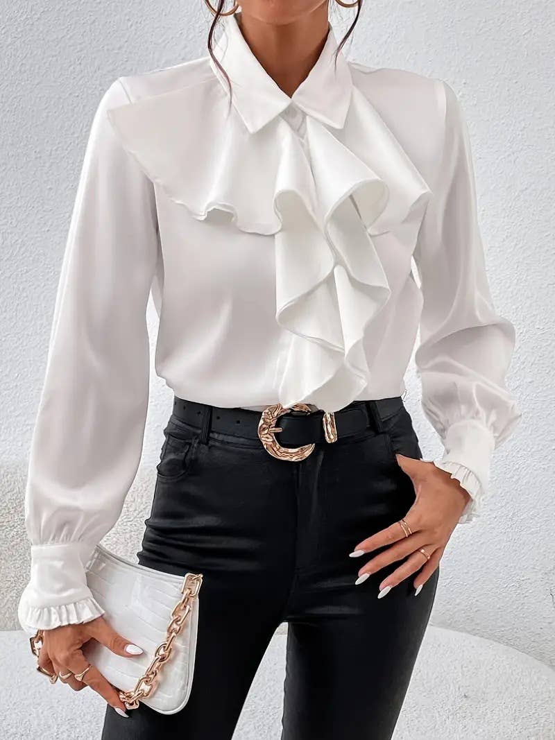 FASHION DESIGN RUFFLED LAYER EMBELLISHED SHIRT