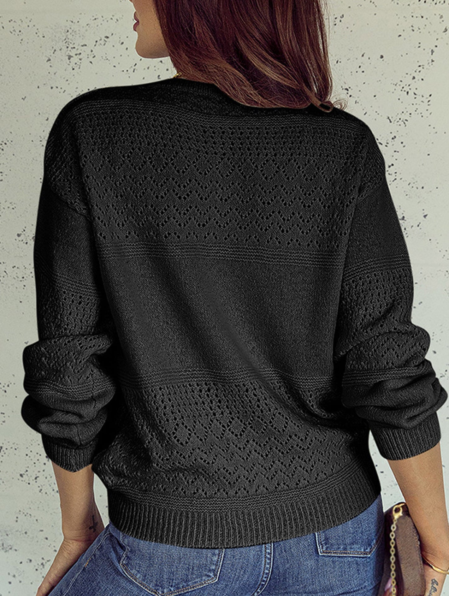 Loose versatile V-neck sweater