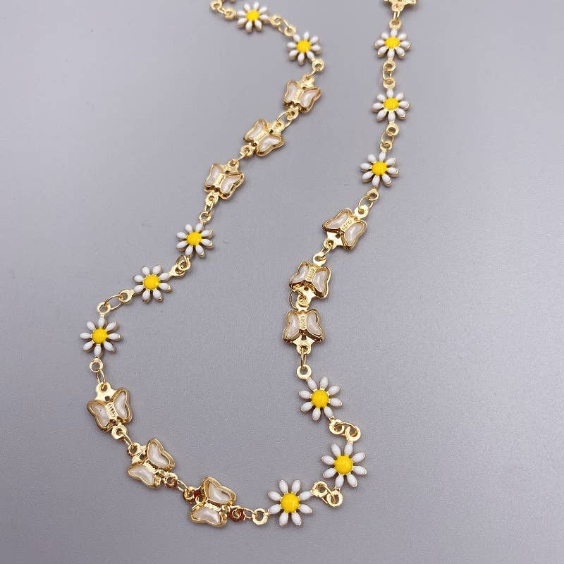 Daisy butterfly creative colorful eye necklace