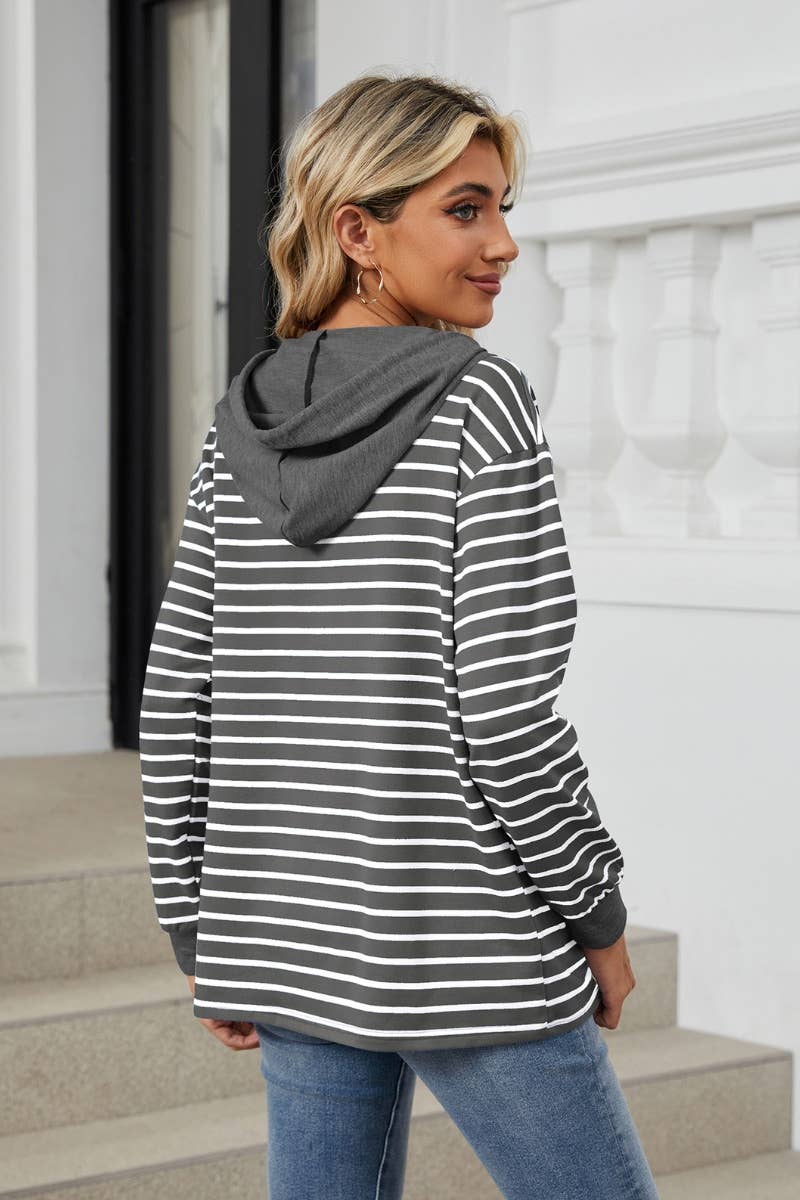 CWOHOL0995_LONG SLEEVED HOODIE WITH STRIPED MATCHING CAPS