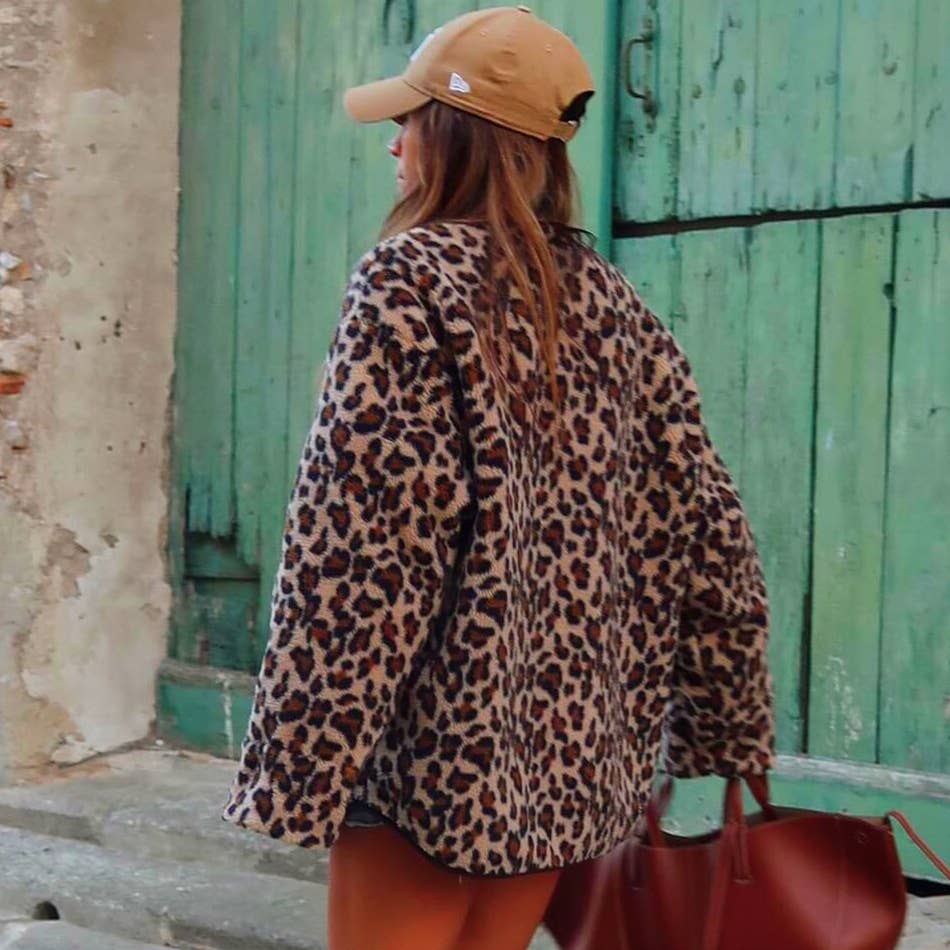 LEOPARD PRINT CASUAL LOOSE LONG-SLEEVED JACKET