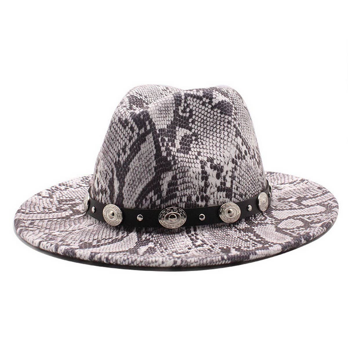 SNAKE PRINT HAT FLAT BRIM HAT JAZZ HAT WOOLEN HAT_CWAH2587