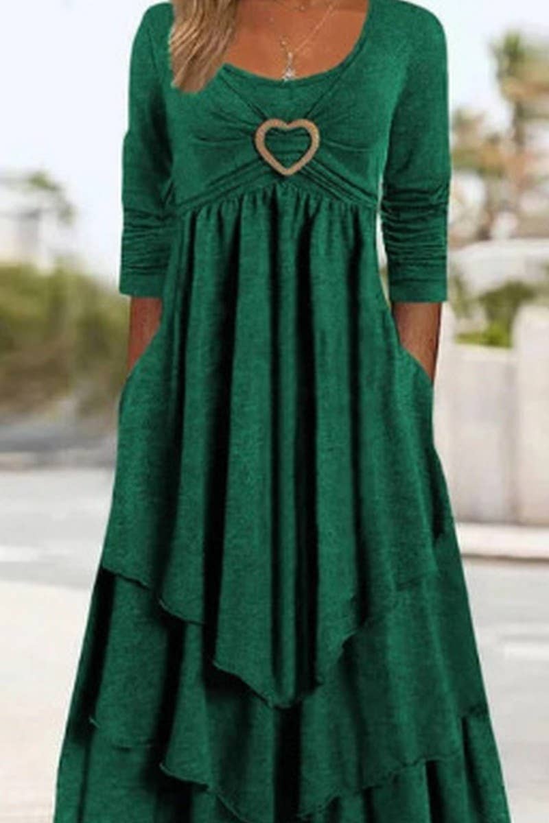 CWDMD4040_WAIST HEART-SHAPED DECORATION CAKE HEM DRESS