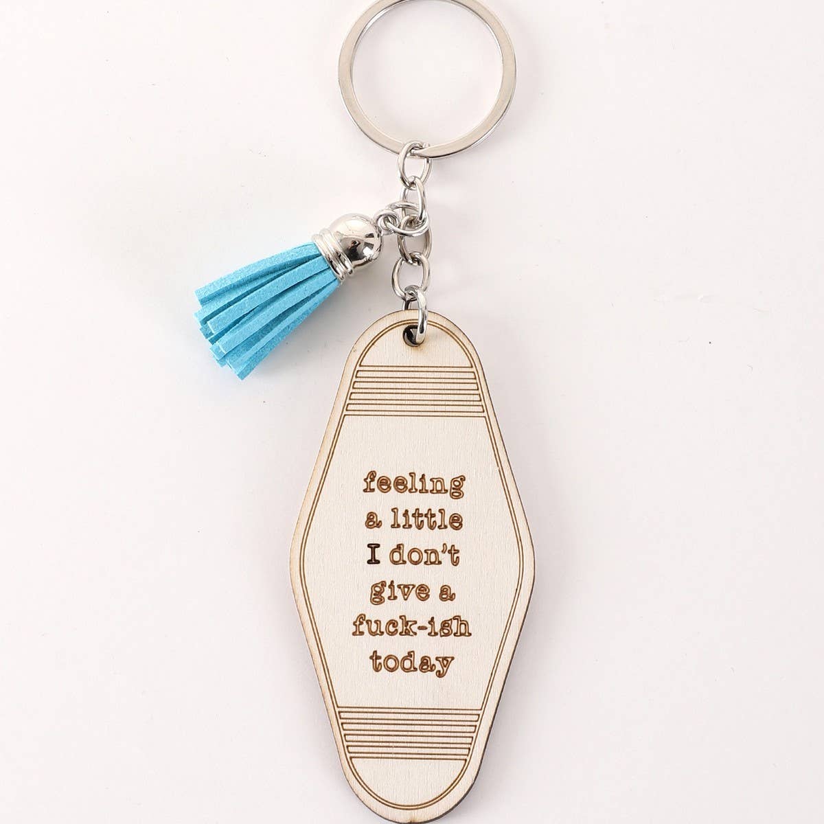LETTER ENGRAVED WOODEN KEYCHAIN
