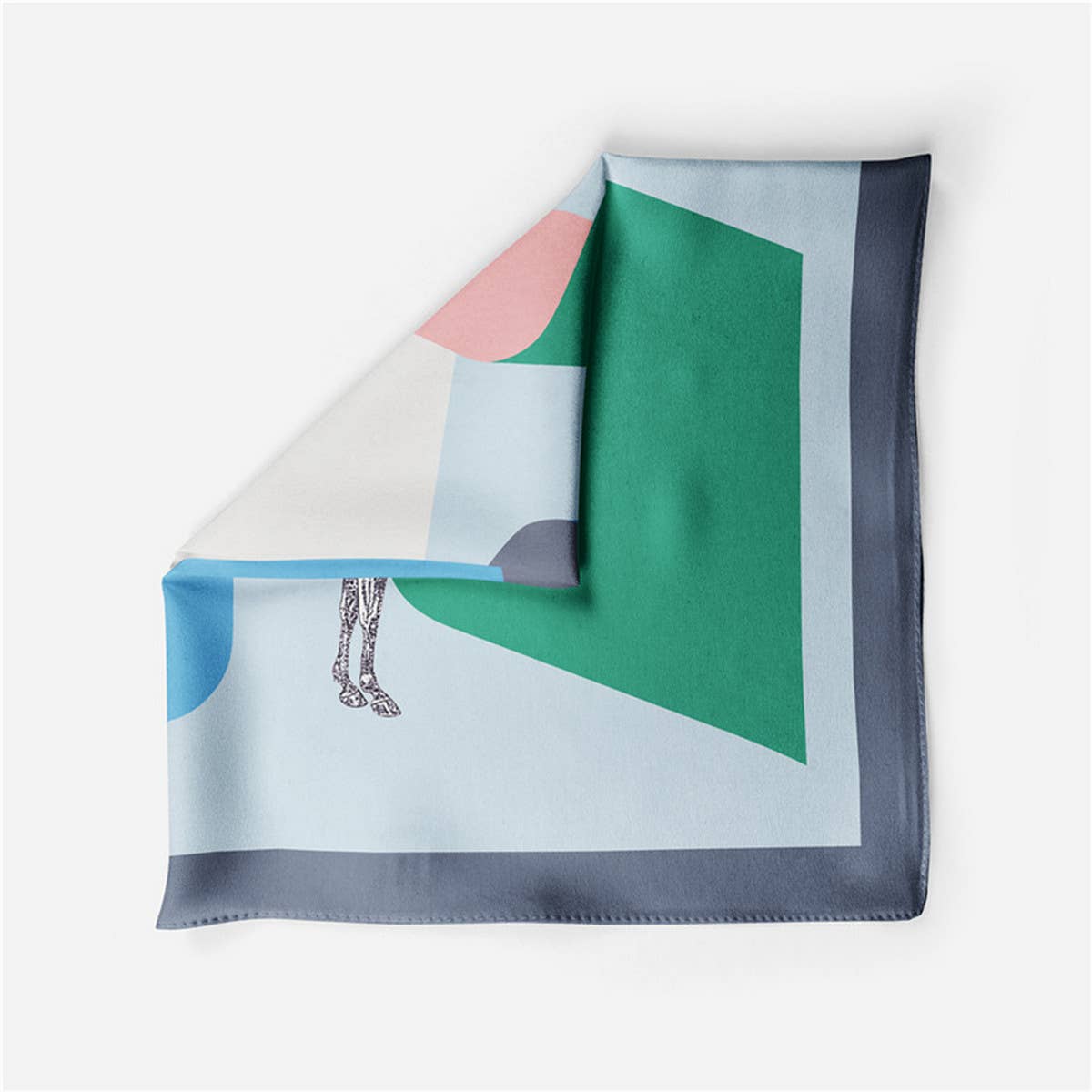 Geometric Print Reversible Satin Scarf for Summer