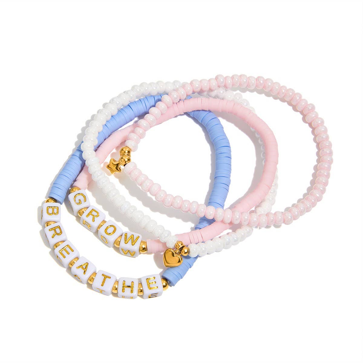 Sweet Blue Beaded Bracelet in 18K Gold Steel