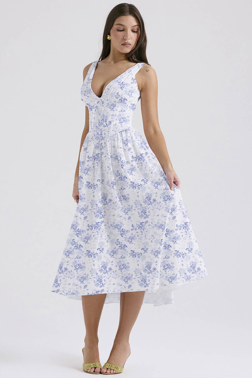 STYLISH PRINTED V-NECK DRESS