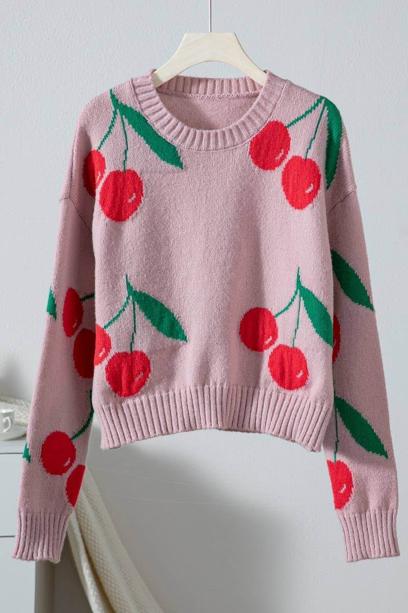 CWOSWL07427_YIN TAO JACQUARD ROUND NECK PULLOVER SWEATER