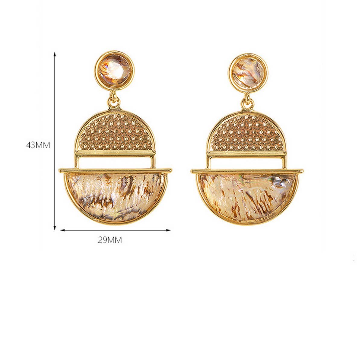 HALF-CIRCLE POLKA DOT COLORFUL ABALONE EARRINGS