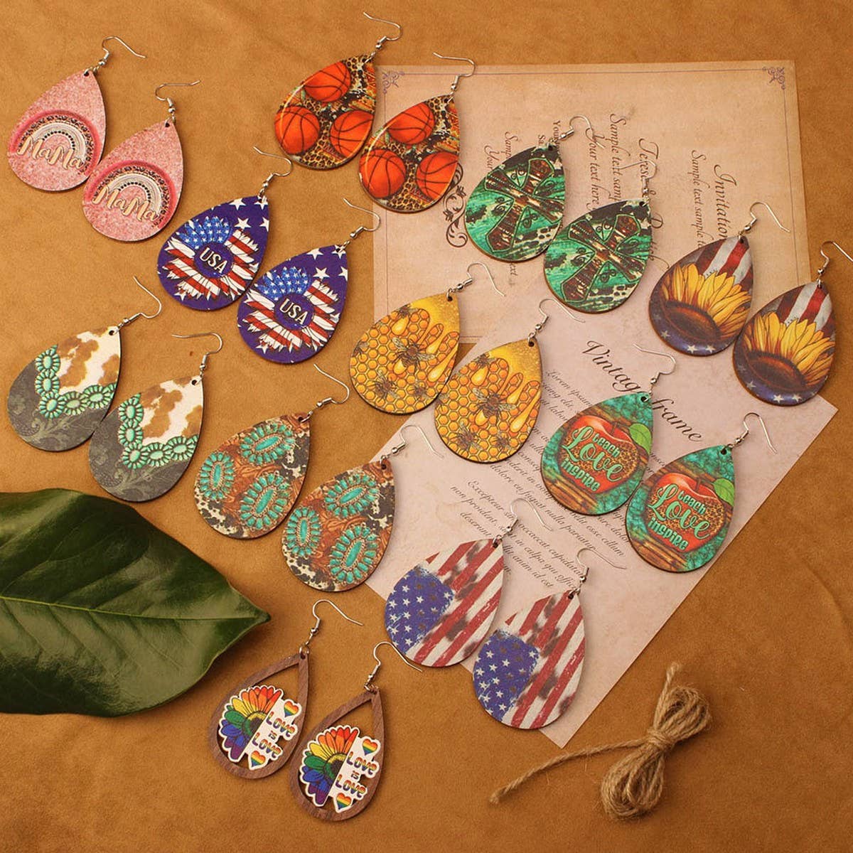 NEW FASHIONABLE WOODEN WATER DROP EARRINGS