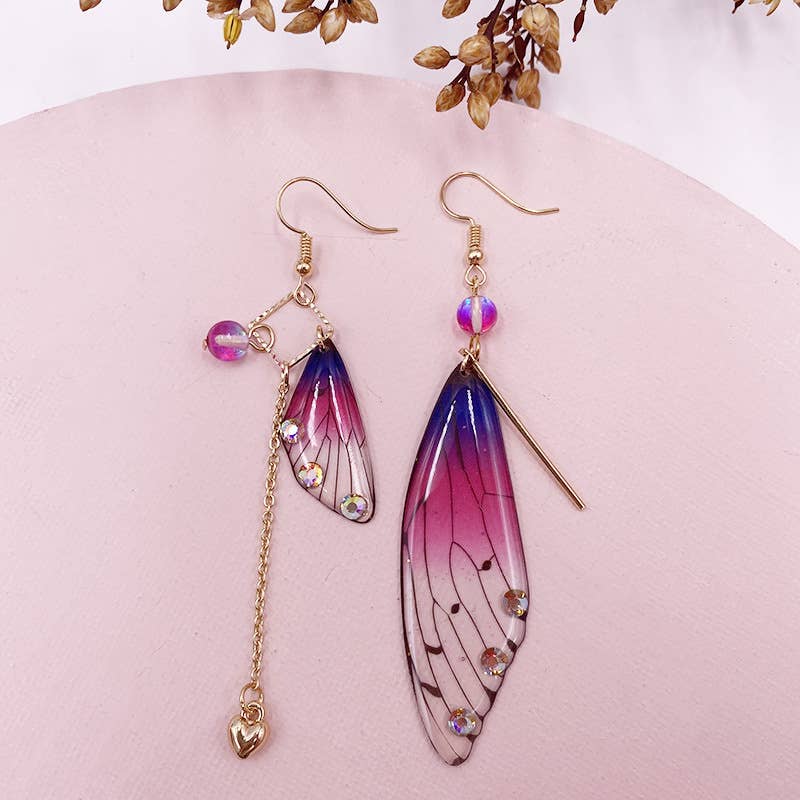 Fashionable imitation cicada wing earrings