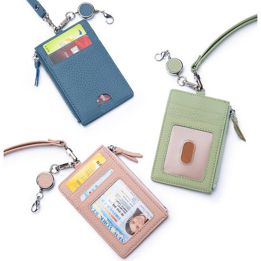 GENUINE LEATHER CARD HOLDER WITH ZIP-LOCK LANYARD_CWAB3828