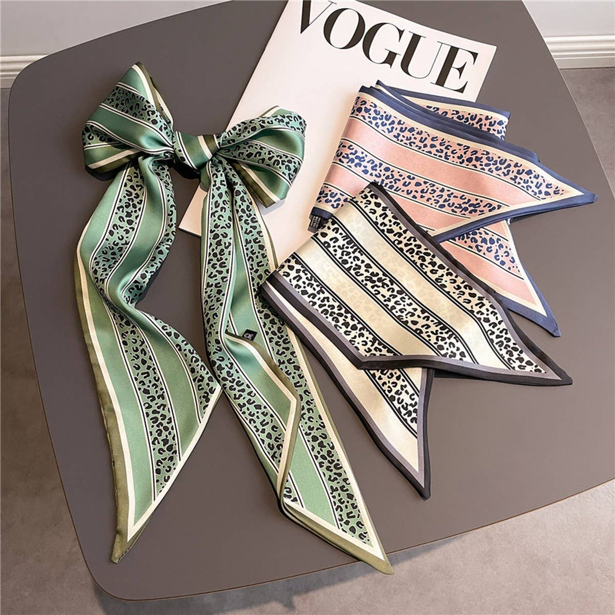 THIN SCARF FASHION PRINT RIBBON HEAD SCARF